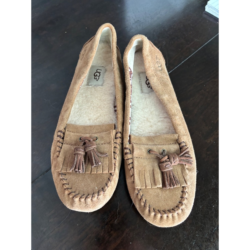 UGG Australia Milana Chestnut Suede Tassel Fringe Loafers Flats 1005475 Size 8